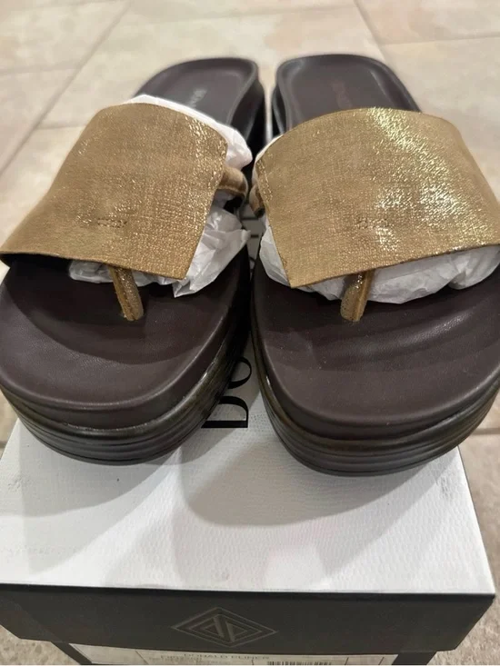 Donald Pliner Fiji Platform Slide Sandals Bronze Size 8 1/2 NEW - Picture 7 of 11